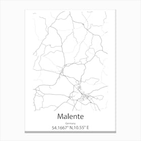 Malente,Germany Minimalist Map Canvas Print