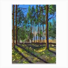 Pine Tree Landscape Nature Wood Forest Blue Sky Canvas Print