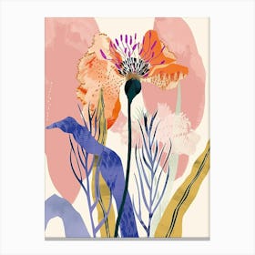 Colourful Flower Illustration Scabiosa 4 Canvas Print