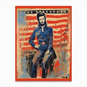 Expressionism Cowgirl Red And Blue 6 Canvas Print