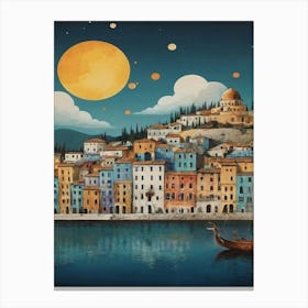 Greece At Night Canvas Print