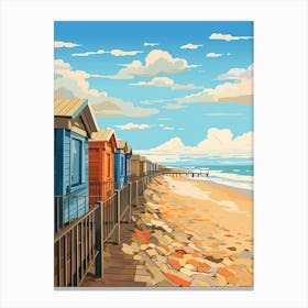 Abstract Illustration Of Southwold Beach Suffolk Orange Hues 3 Canvas Print