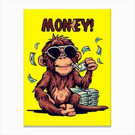 Money For Monkey Animal Lovers Canvas Print