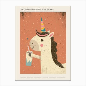 Unicorn Drinking A Rainbow Sprinkles Milkshake Uted Pastels 1 Poster Canvas Print