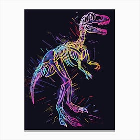 Minimalist Neon Dinosaur Skeleton 1 Canvas Print