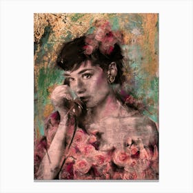 Audrey Hepburn Rose Gold Canvas Print