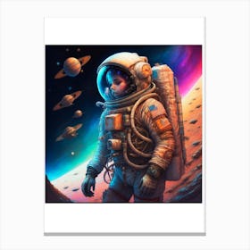 Astronaut In Space Multicolour Print Canvas Print