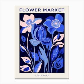 Blue Flower Market Poster Hellebore 2 Canvas Print