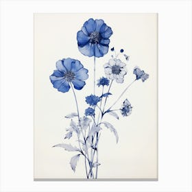 Blue Botanical Everlasting Flower 1 Canvas Print