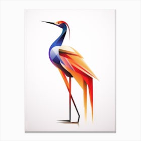 Colourful Geometric Bird Crane 2 Canvas Print