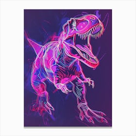 Pink Neon T Rex Line Illustration Canvas Print