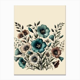 Blue Flowers In A Vase Canvas Print