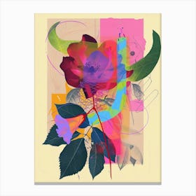 Rose 1 Neon Flower Collage Canvas Print