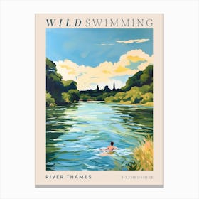 Wild Swimming At River Thames Oxfordshire 1 Poster Canvas Print