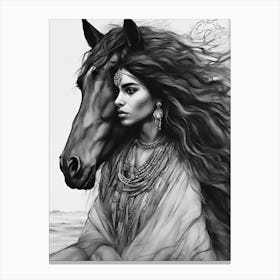 Woman With A Horse 1 Canvas Print