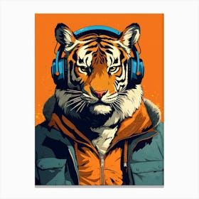 Tiger With Headphones Canvas Print