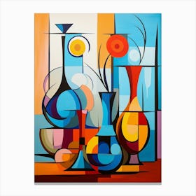 Still Life II, Abstract Vibrant Painting in Cubism Picasso Style Canvas Print