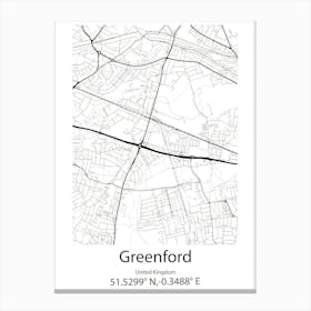 Greenford,United Kingdom Minimalist Map Canvas Print