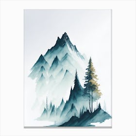 Mountain And Forest In Minimalist Watercolor Vertical Composition 140 Canvas Print