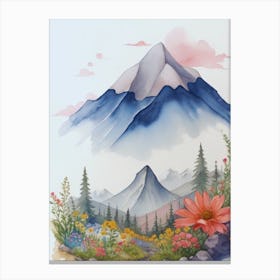 Watercolor Of Mountains Beauty Canvas Print