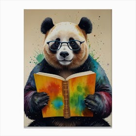 Panda Bear Reading Book Canvas Print