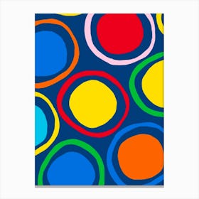 Circles On Blue Background Canvas Print