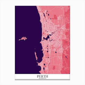 Perth Pink Purple Map Canvas Print