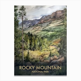 Rocky Mountain National Park Watercolour Vintage Travel Poster 5 Canvas Print
