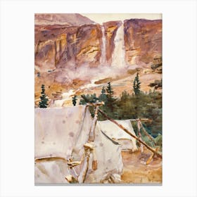 Camp And Waterfall Canvas Print