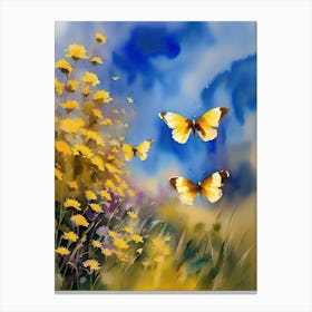 Yellow Butterflies In The Meadow Canvas Print