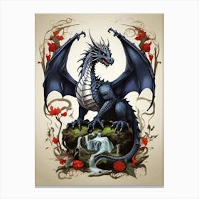 Dragon With Roses Canvas Print