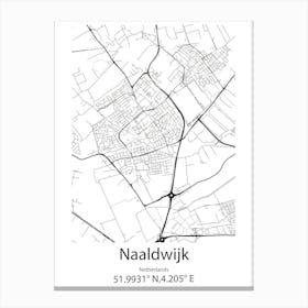 Naaldwijk,Netherlands Minimalist Map Canvas Print