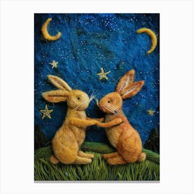 Rabbits In The Night Canvas Print