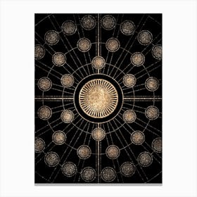 Geometric Glyph Radial Array in Glitter Gold on Black n.0330 Canvas Print