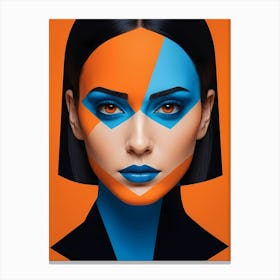 Geometric Fashion Woman Portrait Pop Art Orange (21) Canvas Print