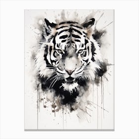 Tiger Art In Sumi E (Japanese Ink Painting) Style 2 Canvas Print