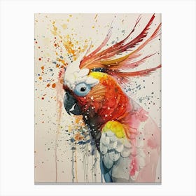 Cockatoo Colourful Watercolour 3 Canvas Print