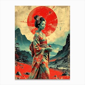 Geisha Washed Color Portrait Canvas Print