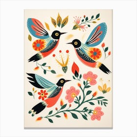 Folk Style Bird Painting Hummingbird 4 Canvas Print