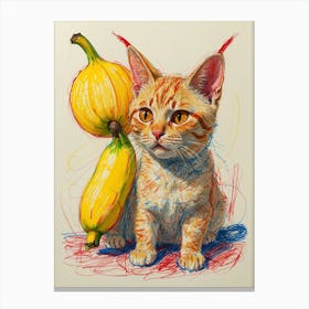 Cat With Bananas Canvas Print