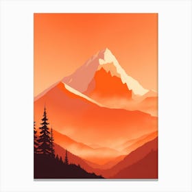 Misty Mountains Vertical Composition In Orange Tone 331 Canvas Print