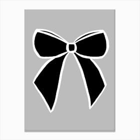 Black Coquette Bow on Grey Canvas Print