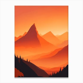 Misty Mountains Vertical Composition In Orange Tone 186 Canvas Print
