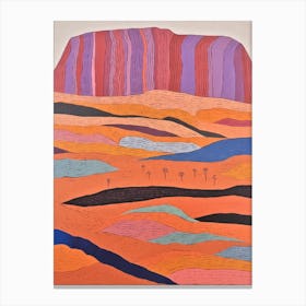 Uluru Australia 3 Colourful Mountain Illustration Canvas Print