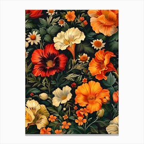 Flowers Wallpaper Inspired By William Morris Canvas Print