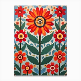 Flower Motif Painting Zinnia 2 Canvas Print