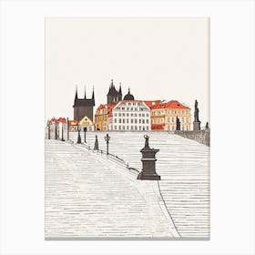 Charles Bridge Prague Boho Landmark Illustration Canvas Print