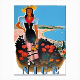 Nice, Woman With Flowers, France Canvas Print