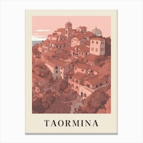Taormina Vintage Pink Italy Poster Canvas Print