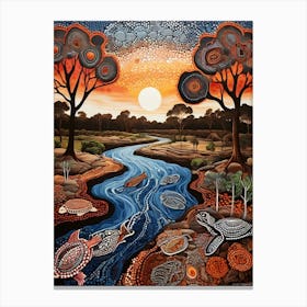 Default Australian Aboriginal Dot Painting Style Art Landscape 0 (4) Canvas Print